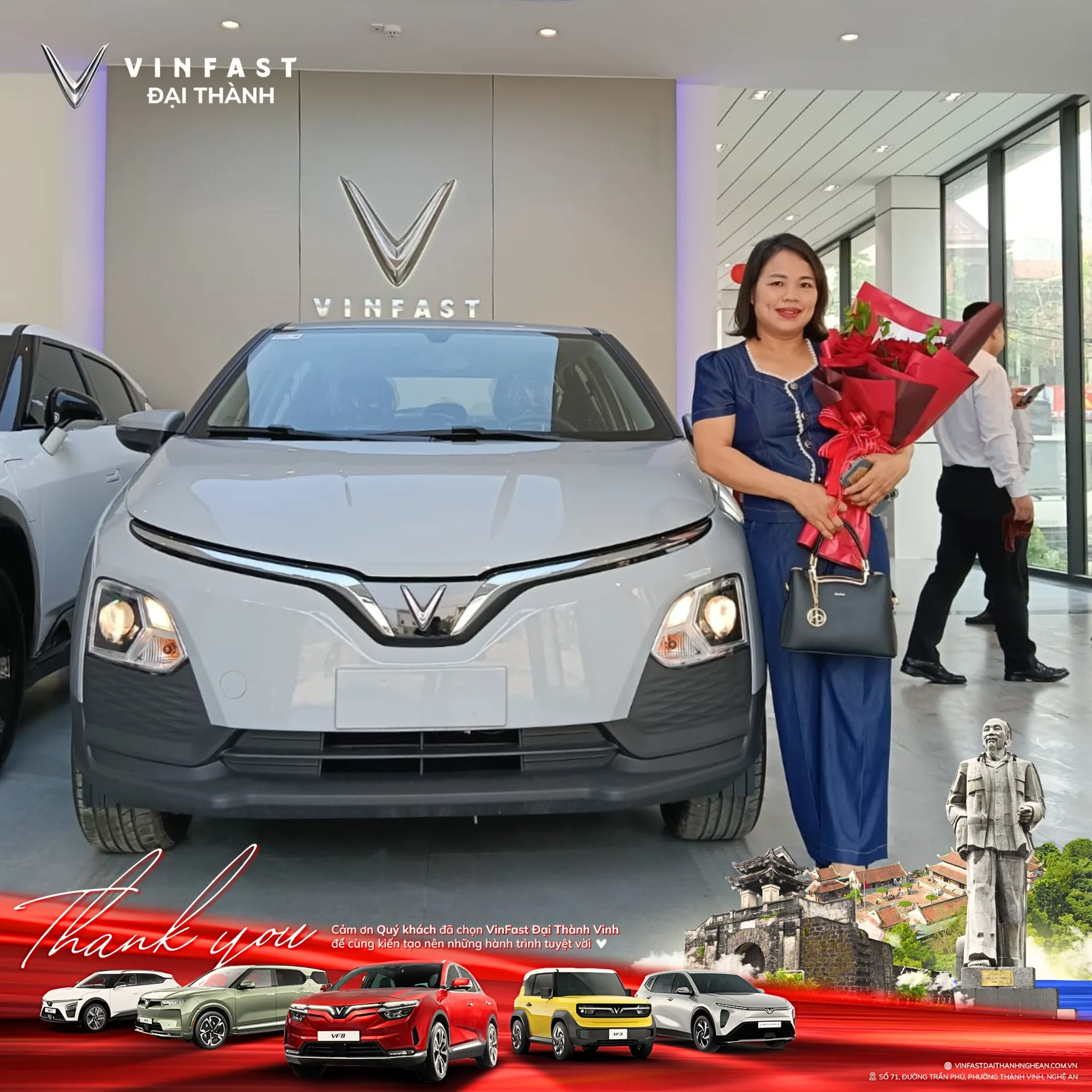 Khu vực bàn giao xe tại VinFast Đại Thành Auto Vinh được thiết kế trang trọng và tinh tế, là nơi ghi dấu thời khắc đặc biệt khi những chiếc xe điện thông minh chính thức về tay chủ sở hữu. Với không gian rộng rãi, hiện đại cùng biểu tượng VinFast nổi bật, khu vực này không chỉ đảm bảo sự riêng tư m…